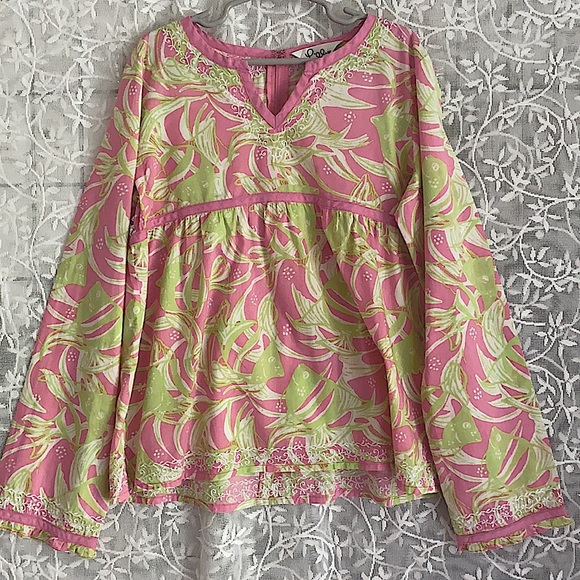 Lilly Pulitzer Long Sleeve Floral Embroidered Babydoll Preppy Tunic: 4986 - Picture 1 of 6